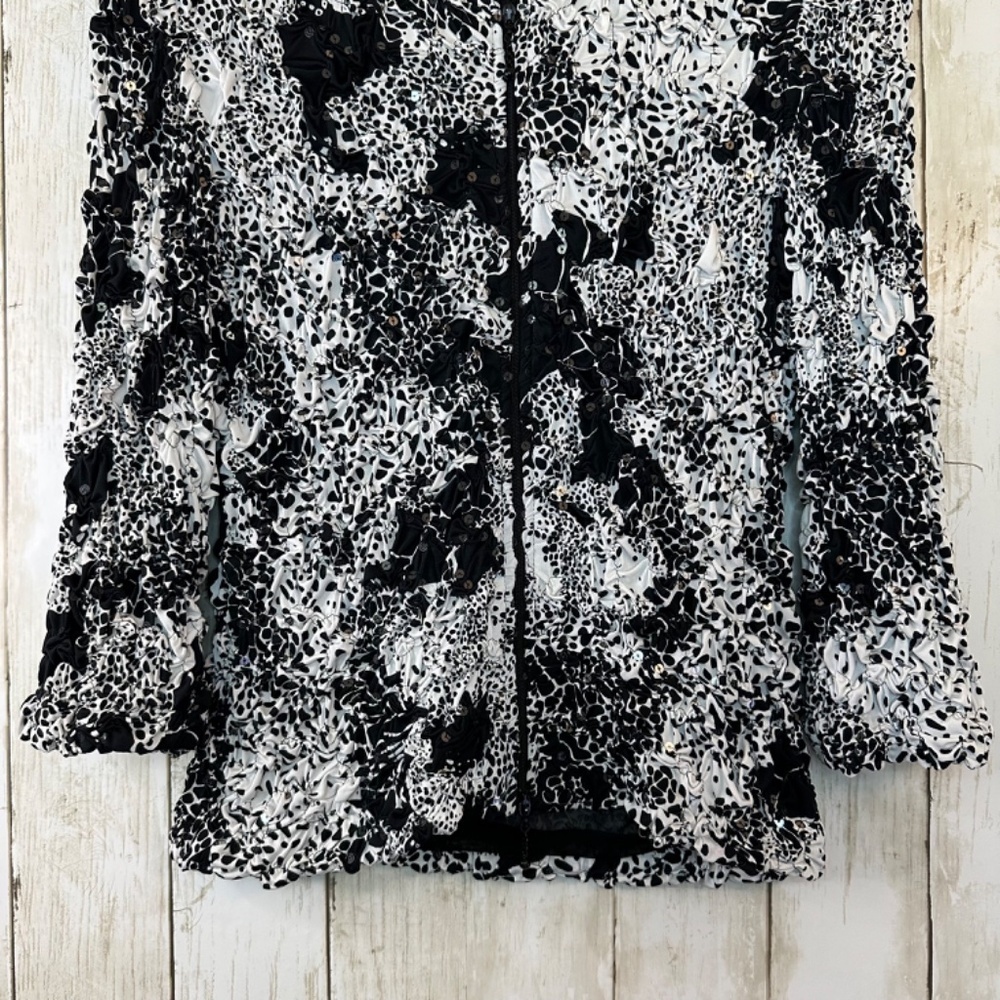 Joseph Ribkoff Textured Stretchy Sequin Embellished Zip Front Jacket Womens 8 - Picture 6 of 16